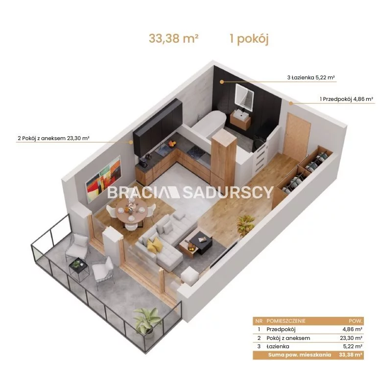 1 pokój, mieszkanie 33,38 m², piętro 1, oferta nr , BS2-MS-309071-5, Katowice, Ceglana