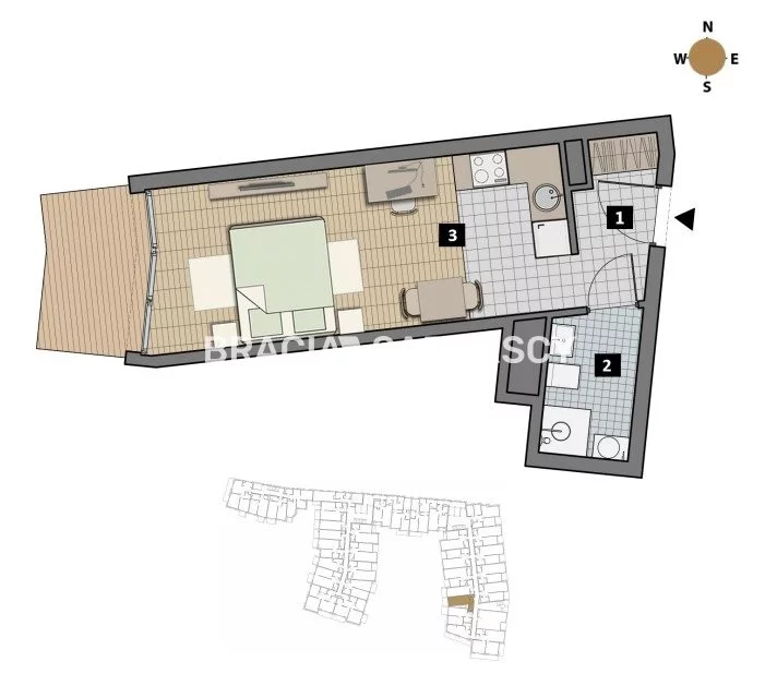 1 pokój, mieszkanie 39,00 m², piętro 3, oferta nr , BS2-MS-311912-1, Kraków, Krowodrza, Łobzów, Czyżewskiego