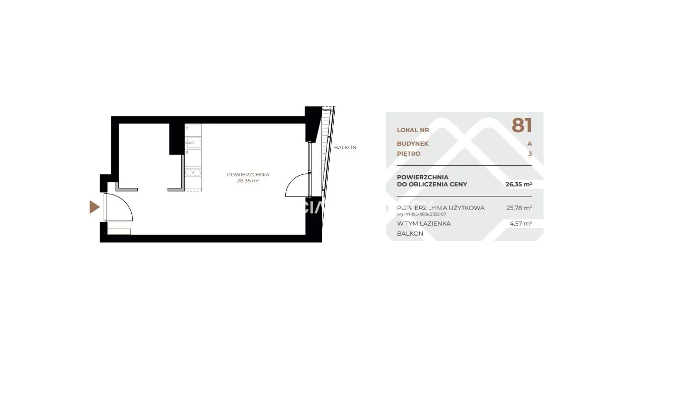 1 pokój, mieszkanie 26,35 m², piętro 3, oferta nr , BS2-MS-311579, Kraków, Grzegórzki, Fabryczna