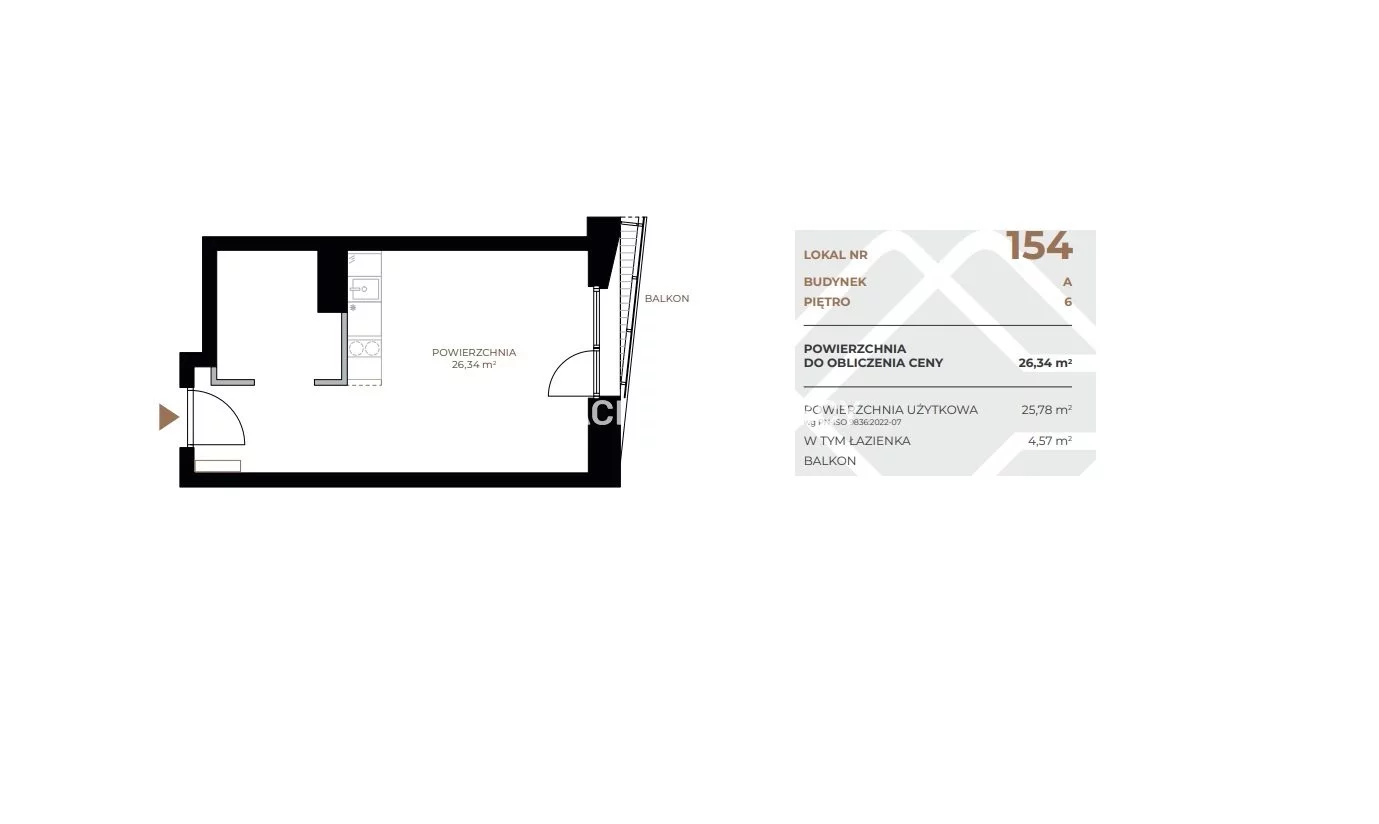 1 pokój, mieszkanie 26,34 m², piętro 6, oferta nr , BS2-MS-311624, Kraków, Grzegórzki, Fabryczna