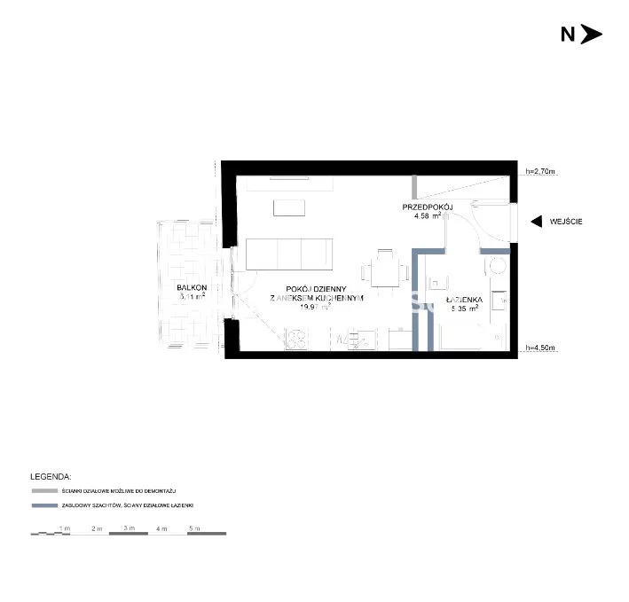 1 pokój, mieszkanie 29,96 m², piętro 2, oferta nr , BS2-MS-302145-18, Kraków, Grzegórzki, Grzegórzki