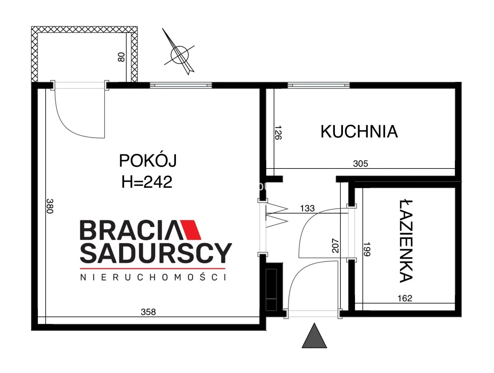 Mieszkanie jednopokojowe 23,32 m², Kraków, Krowodrza, Mazowiecka, Sprzedaż