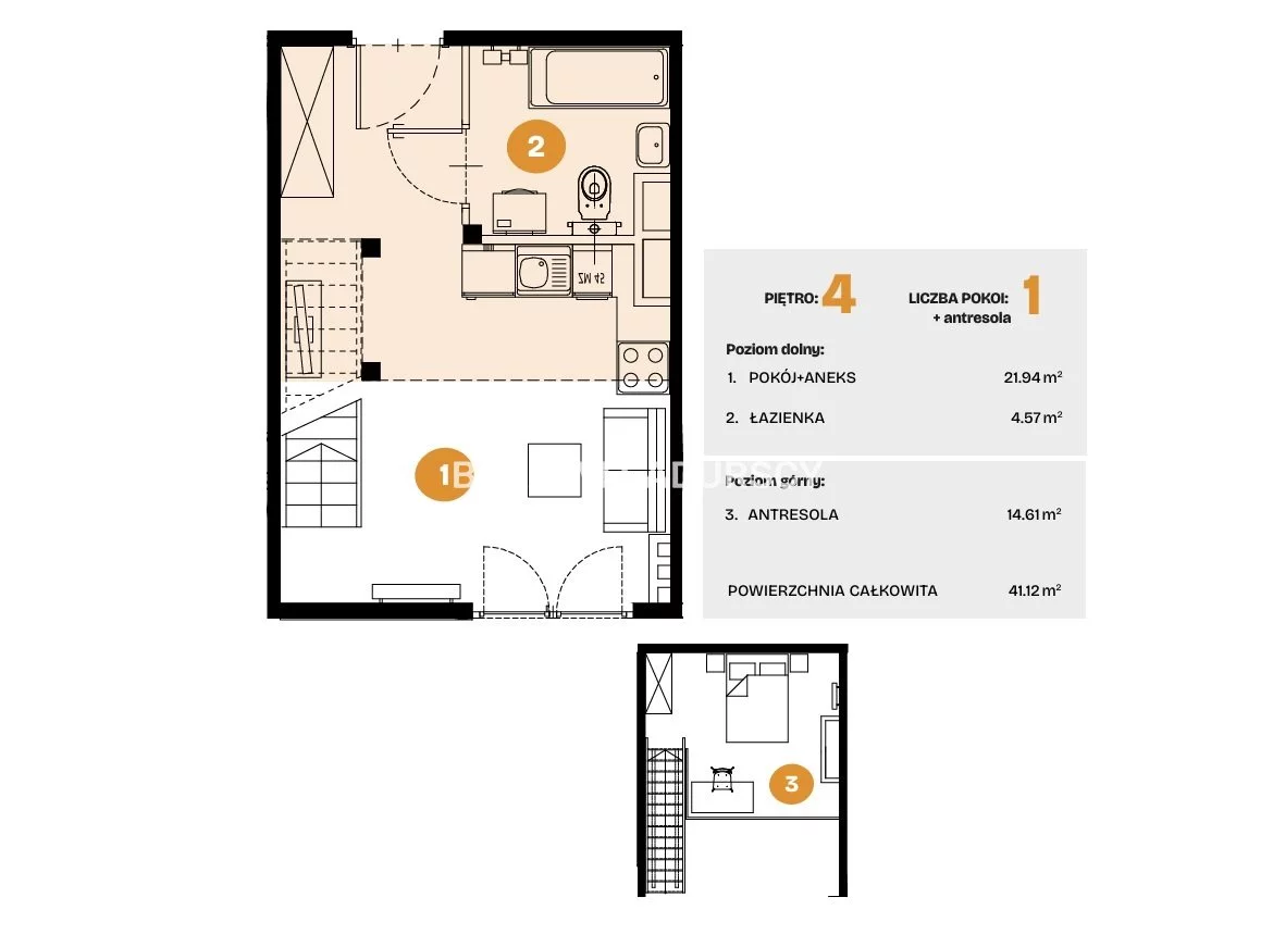 1 pokój, mieszkanie 41,12 m², piętro 4, oferta nr , BS2-MS-308566-5, Kraków, Bronowice, Na Błonie