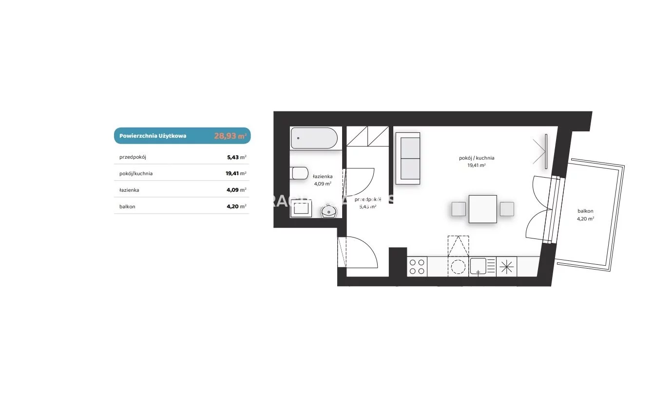 1 pokój, mieszkanie 28,93 m², piętro 3, oferta nr , BS2-MS-312449-1, Kraków, Prądnik Biały, Noblistów Polskich