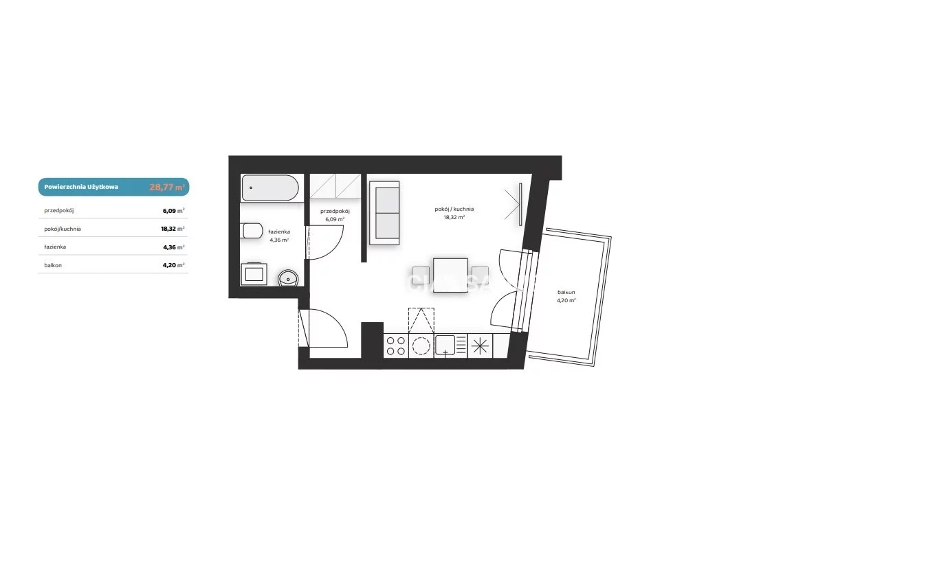 1 pokój, mieszkanie 28,77 m², piętro 3, oferta nr , BS2-MS-312468-1, Kraków, Prądnik Biały, Noblistów Polskich