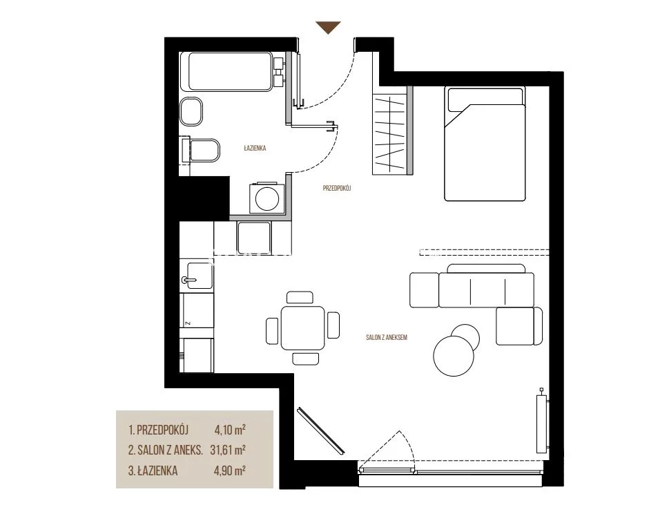 1 pokój, mieszkanie 40,61 m², piętro 4, oferta nr , BS2-MS-305557, Kraków, Łagiewniki-Borek Fałęcki, Łagiewniki, Wadowicka
