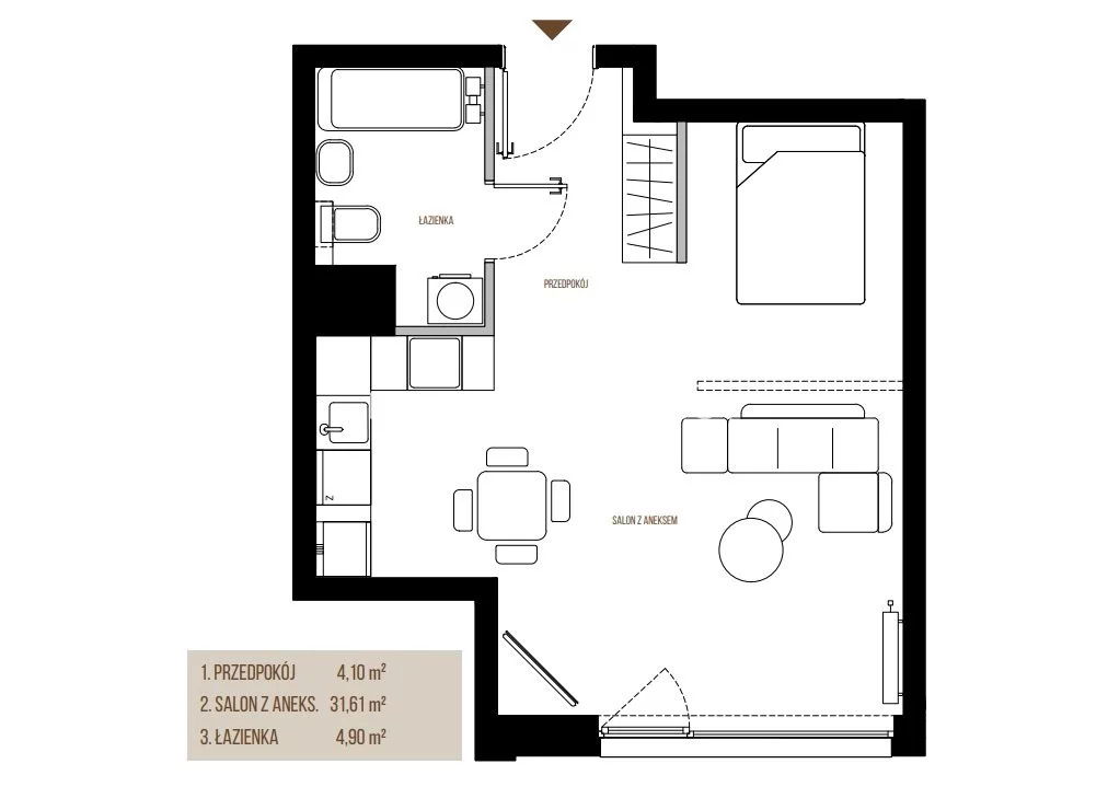 1 pokój, mieszkanie 40,61 m², piętro 3, oferta nr , BS2-MS-305472-13, Kraków, Łagiewniki-Borek Fałęcki, Łagiewniki, Wadowicka