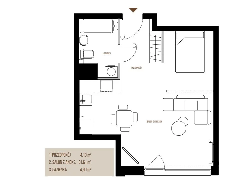 1 pokój, mieszkanie 40,61 m², piętro 5, oferta nr , BS2-MS-305561-13, Kraków, Łagiewniki-Borek Fałęcki, Łagiewniki, Wadowicka