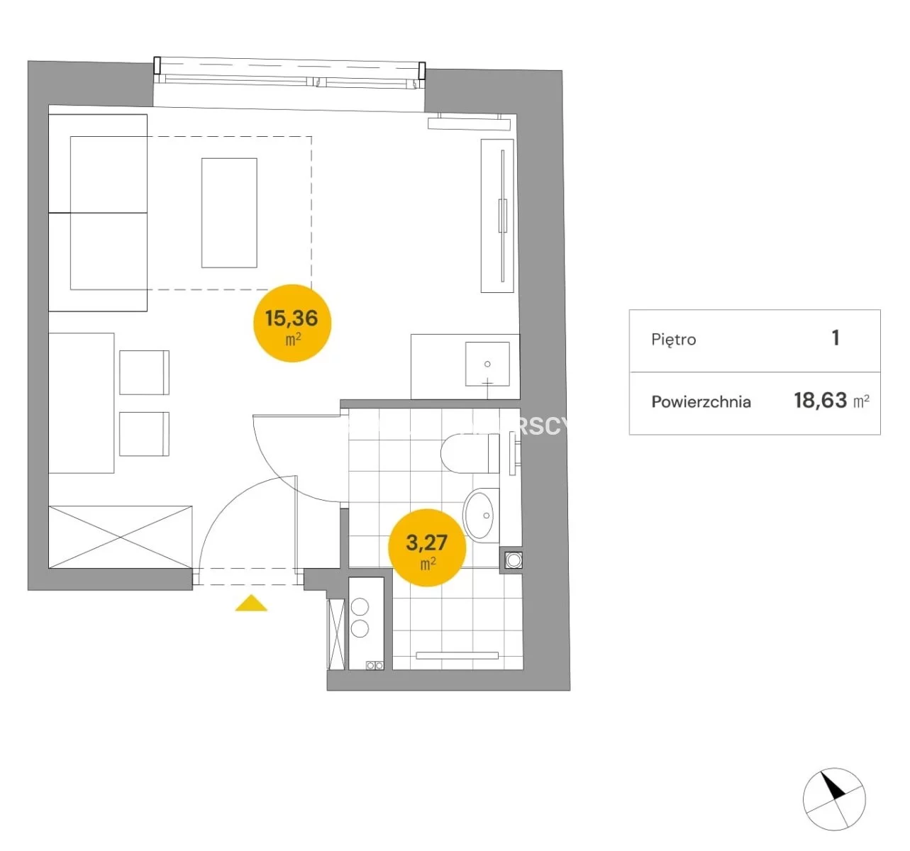 1 pokój, mieszkanie 18,63 m², piętro 2, oferta nr , BS2-MS-291836-105, Kraków, Stare Miasto, Stare Miasto, Wita Stwosza