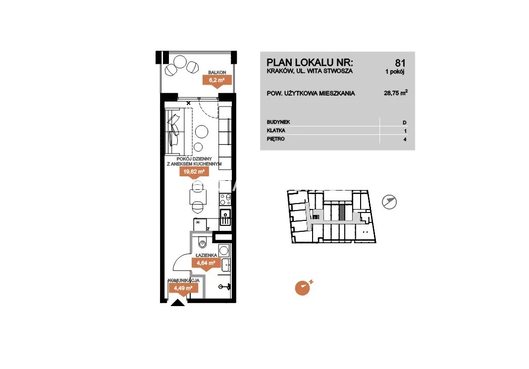 1 pokój, mieszkanie 28,75 m², piętro 4, oferta nr , BS2-MS-302583-25, Kraków, Stare Miasto, Stare Miasto, Wita Stwosza