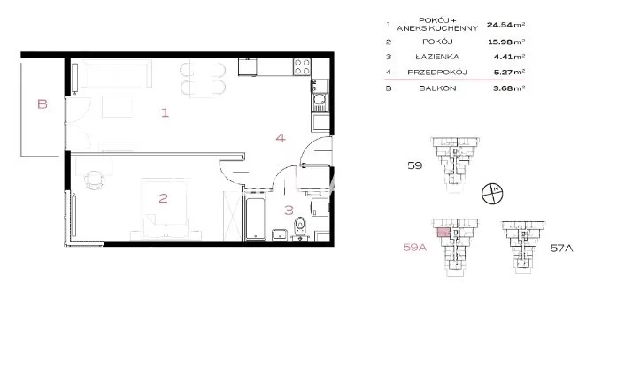 2 pokoje, mieszkanie 50,20 m², piętro 5, oferta nr , BS2-MS-300907-80, Kraków, Prądnik Biały, 29 listopada - okolice