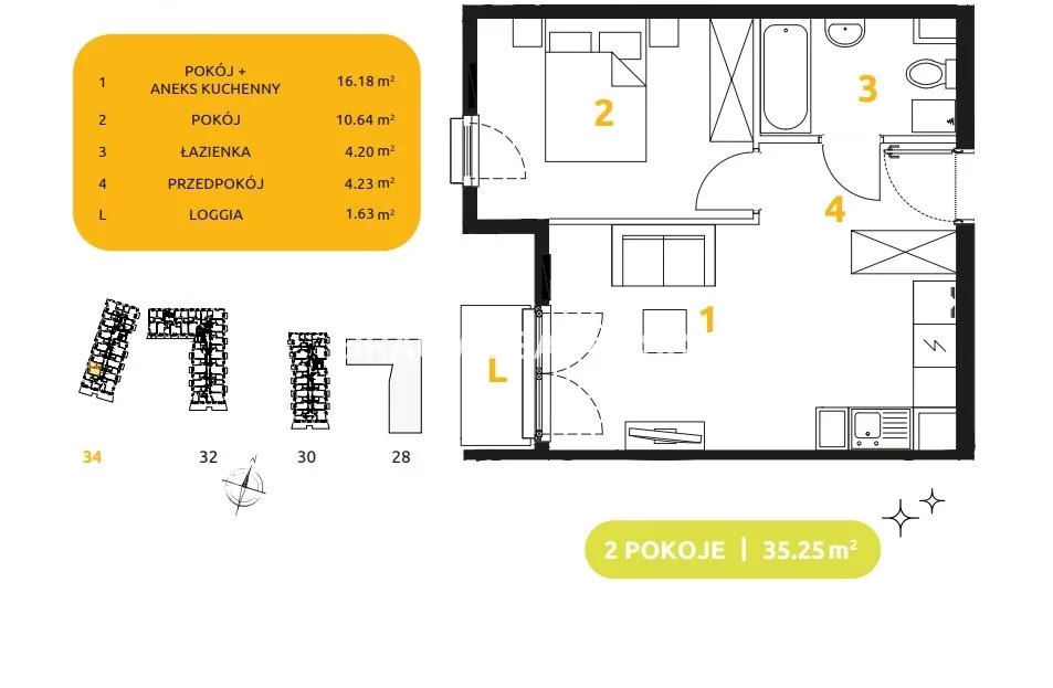 2 pokoje, mieszkanie 35,25 m², piętro 5, oferta nr , BS2-MS-303606-78, Kraków, Prądnik Biały, 29 listopada - okolice