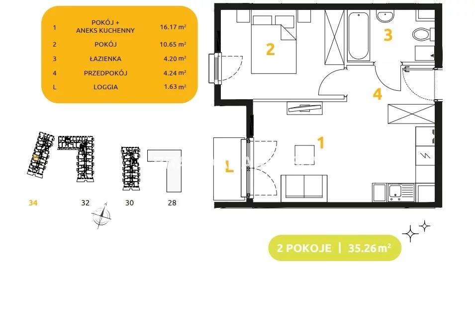2 pokoje, mieszkanie 35,27 m², piętro 5, oferta nr , BS2-MS-303618-79, Kraków, Prądnik Biały, 29 listopada - okolice
