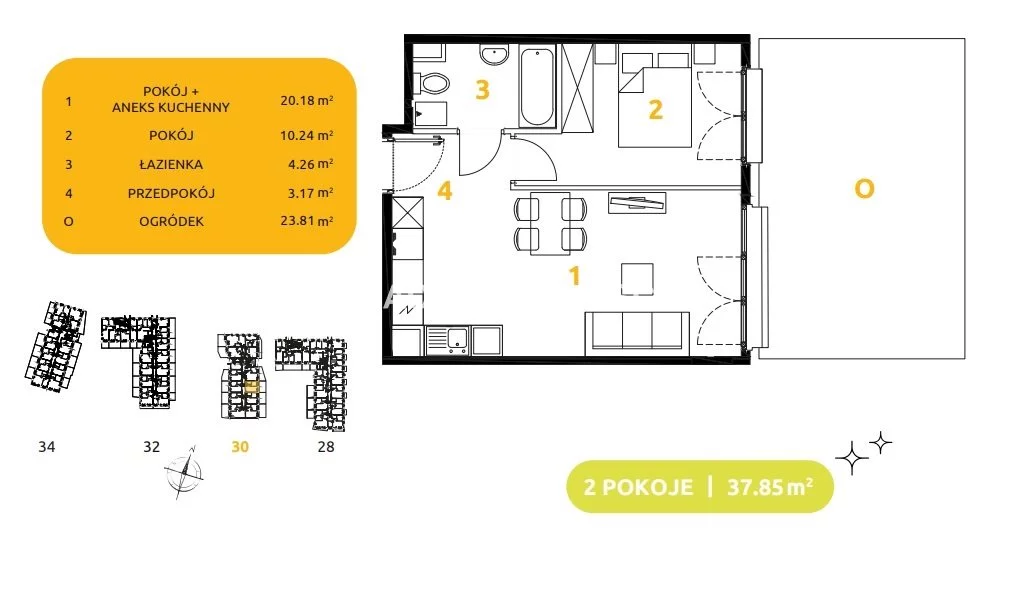 2 pokoje, mieszkanie 37,85 m², parter, oferta nr , BS2-MS-304078-80, Kraków, Prądnik Biały, 29 listopada - okolice