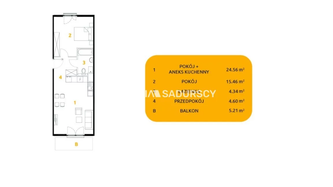 2 pokoje, mieszkanie 48,96 m², piętro 4, oferta nr , BS2-MS-311657-92, Kraków, Prądnik Biały, 29 listopada - okolice