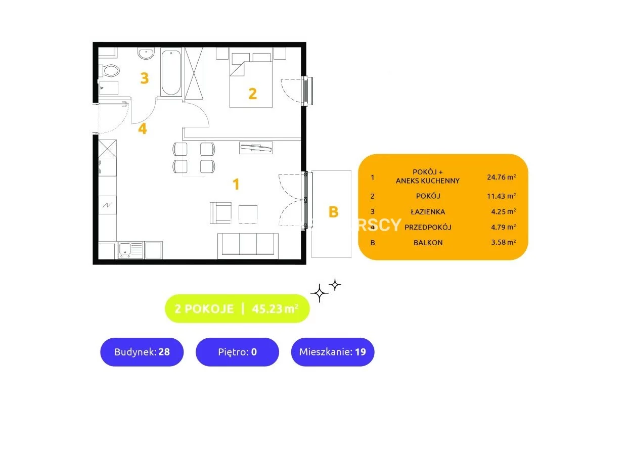 2 pokoje, mieszkanie 45,23 m², parter, oferta nr , BS2-MS-303494-93, Kraków, Prądnik Biały, 29 listopada - okolice