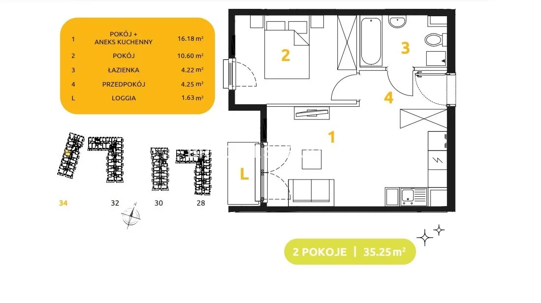 2 pokoje, mieszkanie 35,25 m², piętro 3, oferta nr , BS2-MS-303496-93, Kraków, Prądnik Biały, 29 listopada - okolice
