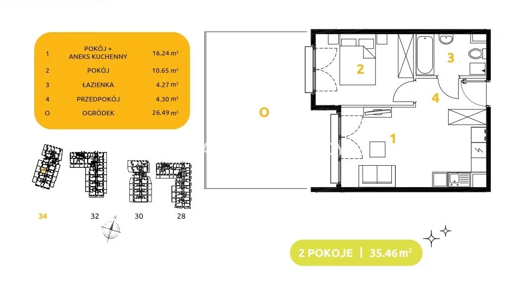 2 pokoje, mieszkanie 35,46 m², parter, oferta nr , BS2-MS-303683-92, Kraków, Prądnik Biały, 29 listopada - okolice