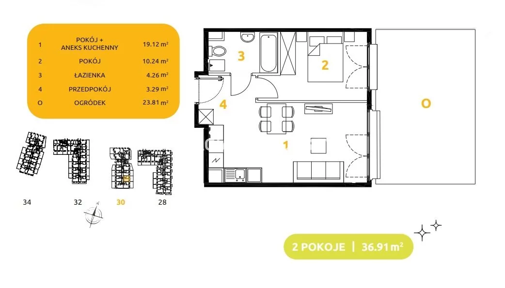 2 pokoje, mieszkanie 36,91 m², parter, oferta nr , BS2-MS-303692-92, Kraków, Prądnik Biały, 29 listopada - okolice