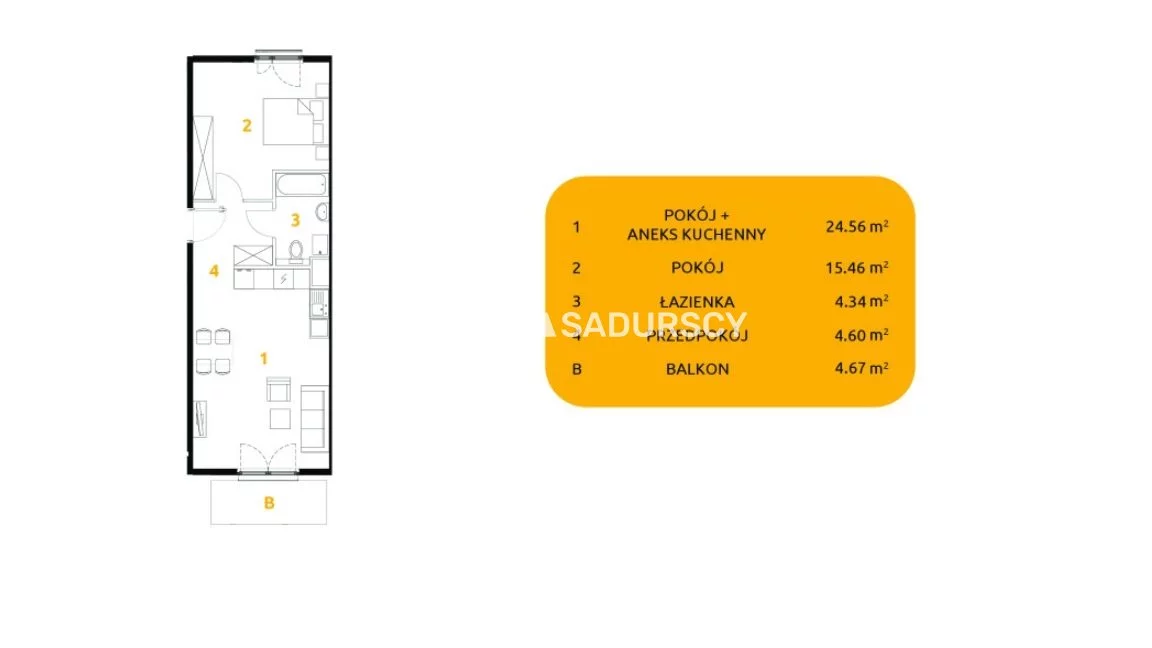 2 pokoje, mieszkanie 48,96 m², piętro 3, oferta nr , BS2-MS-304071-87, Kraków, Prądnik Biały, 29 listopada - okolice