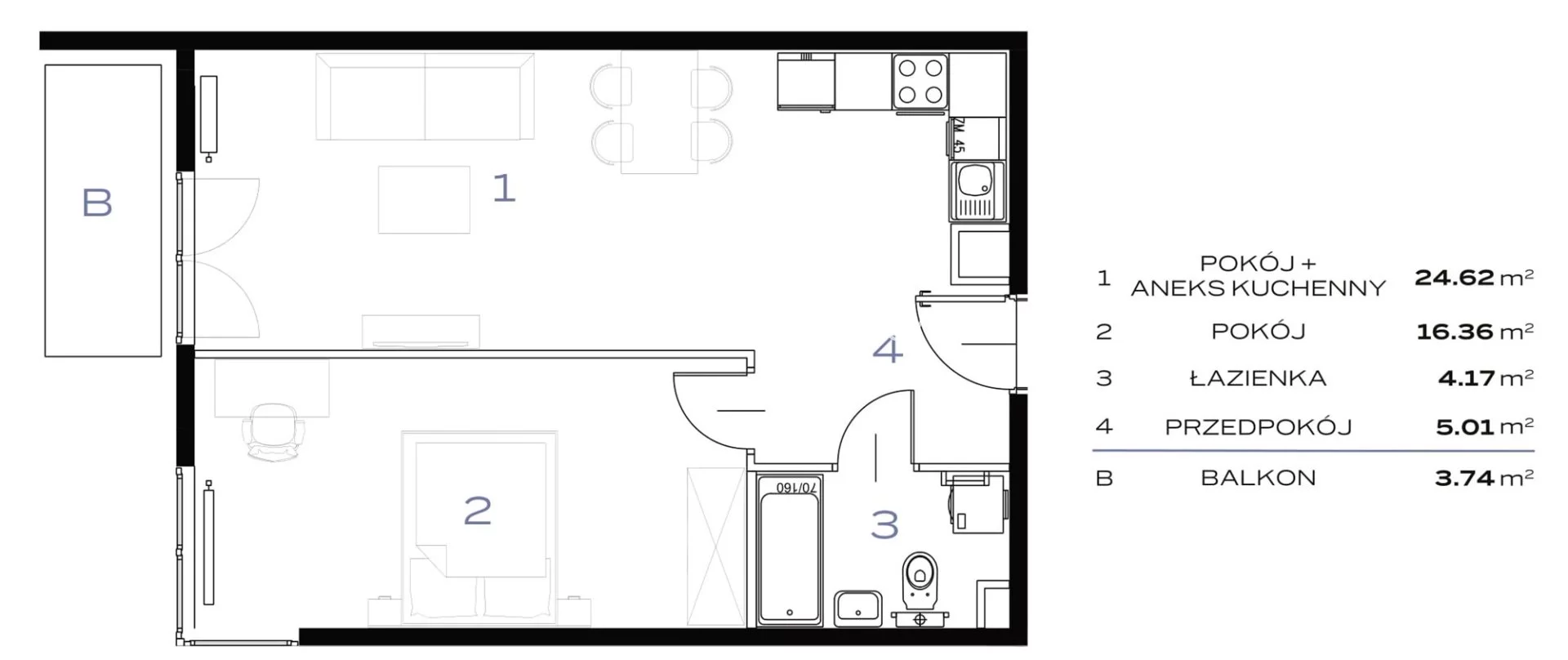2 pokoje, mieszkanie 50,12 m², piętro 5, oferta nr , BS2-MS-296189-94, Kraków, Prądnik Biały, 29 listopada - okolice