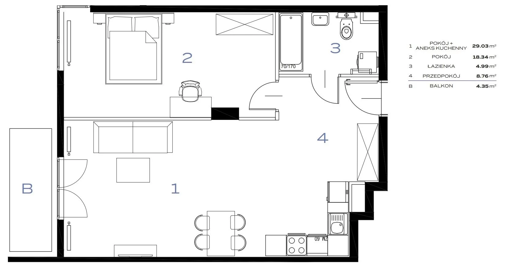2 pokoje, mieszkanie 61,30 m², piętro 1, oferta nr , BS2-MS-300275-74, Kraków, Prądnik Biały, 29 listopada - okolice