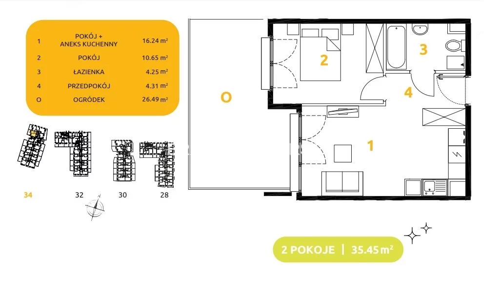2 pokoje, mieszkanie 35,45 m², parter, oferta nr , BS2-MS-303682-93, Kraków, Prądnik Biały, 29 listopada - okolice