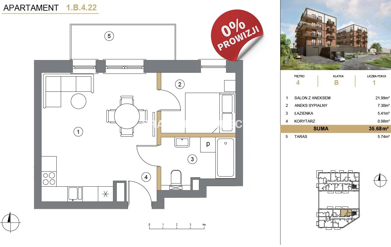 Mieszkanie dwupokojowe 35,68 m², Wieliczka, Adama Asnyka, Sprzedaż