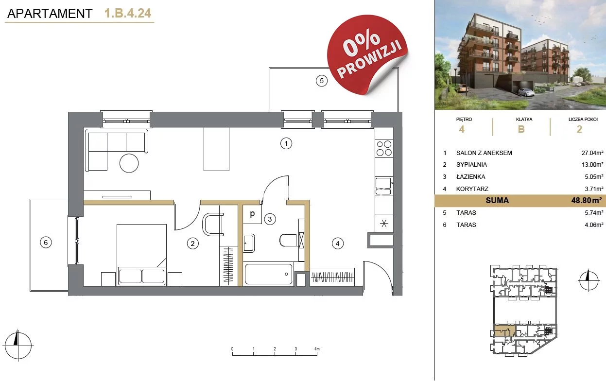 Mieszkanie dwupokojowe 48,80 m², Wieliczka, Adama Asnyka, Sprzedaż