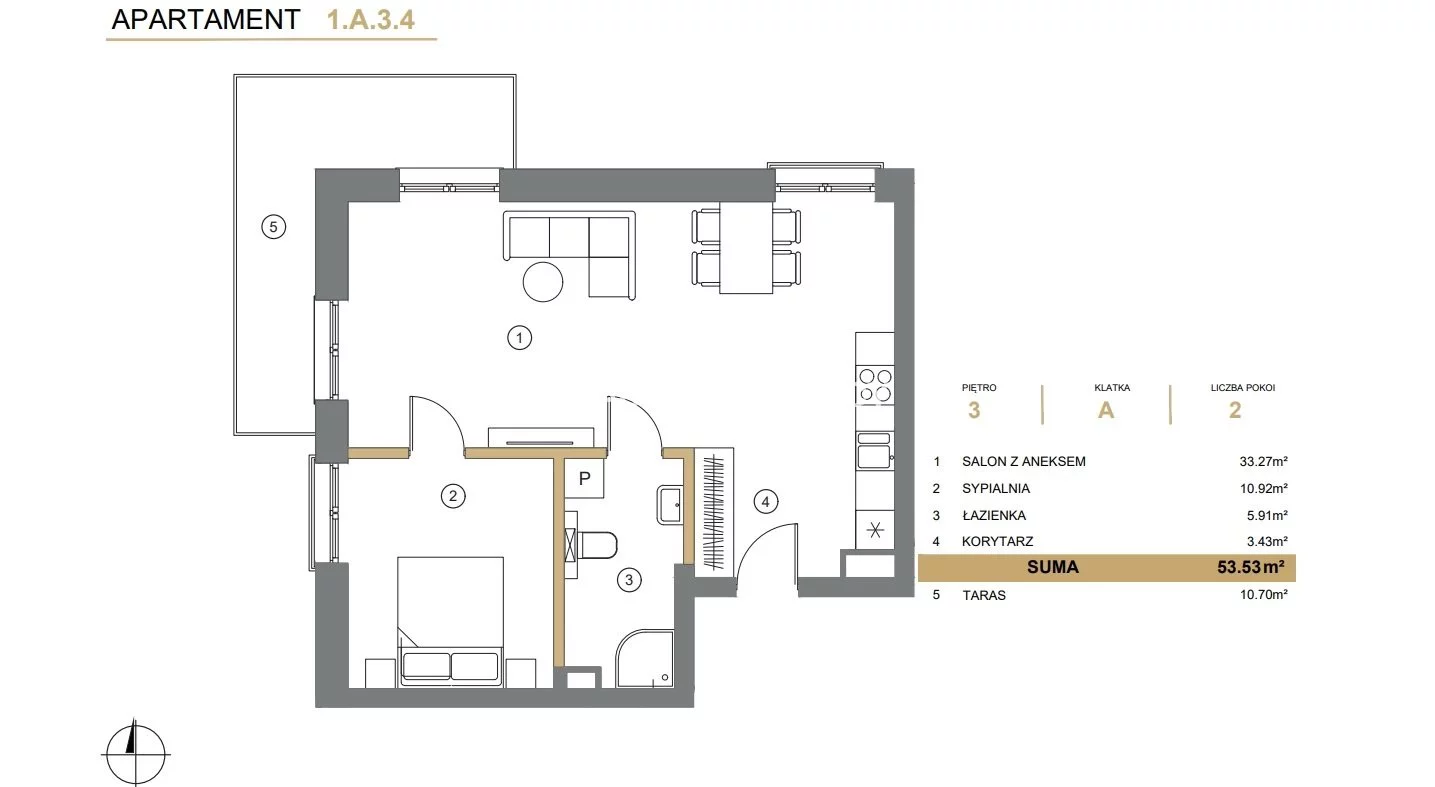 2 pokoje, mieszkanie 53,53 m², piętro 3, oferta nr , BS2-MS-307539-8, Wieliczka, Adama Asnyka