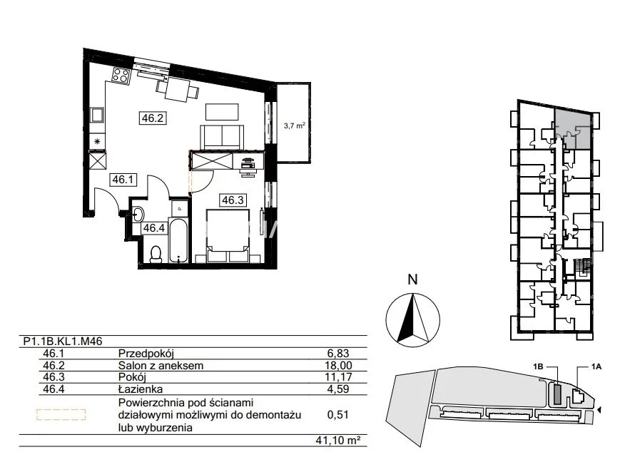 2 pokoje, mieszkanie 40,50 m², piętro 1, oferta nr , BS2-MS-310826-122, Kraków, Bieżanów-Prokocim, Osiedle Złocień, Agatowa