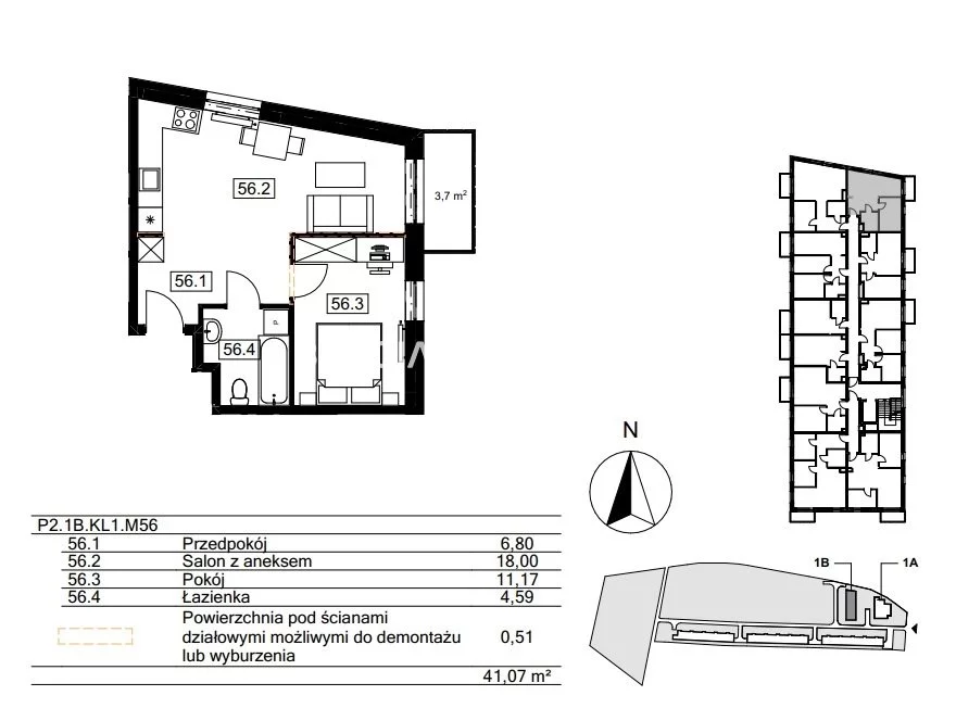 2 pokoje, mieszkanie 40,39 m², piętro 2, oferta nr , BS2-MS-310832-122, Kraków, Bieżanów-Prokocim, Osiedle Złocień, Agatowa