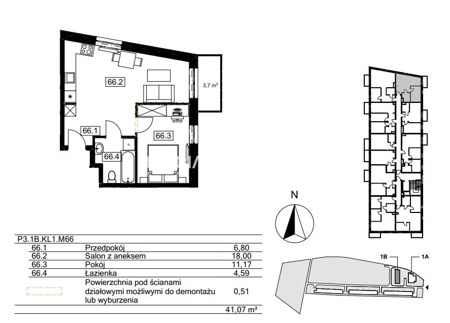 2 pokoje, mieszkanie 40,39 m², piętro 3, oferta nr , BS2-MS-310836-122, Kraków, Bieżanów-Prokocim, Osiedle Złocień, Agatowa