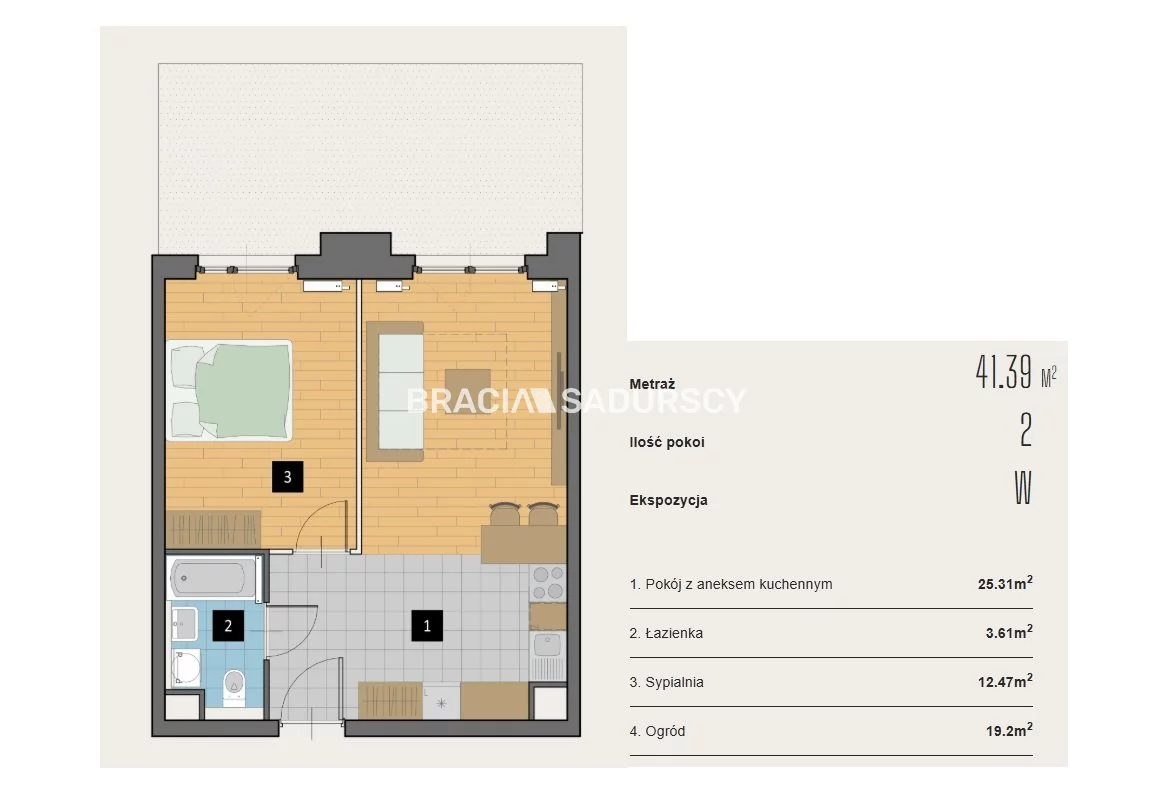 2 pokoje, mieszkanie 41,39 m², parter, oferta nr , BS2-MS-310442-2, Kraków, Krowodrza, Aleja Kijowska