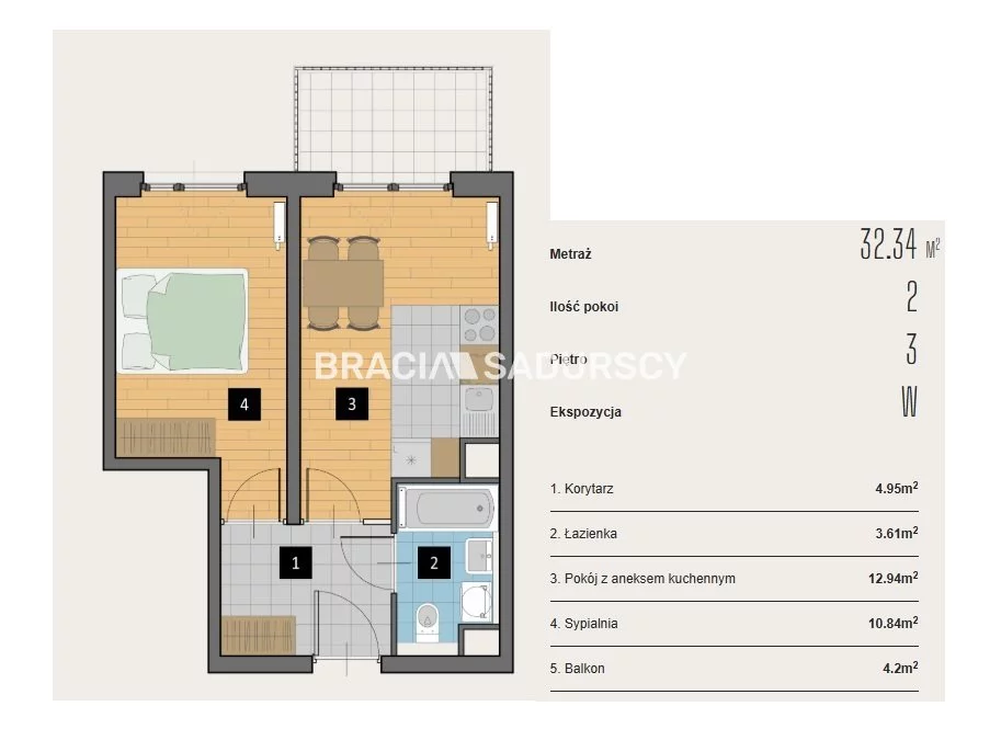 2 pokoje, mieszkanie 32,34 m², piętro 3, oferta nr , BS2-MS-310610-2, Kraków, Krowodrza, Aleja Kijowska