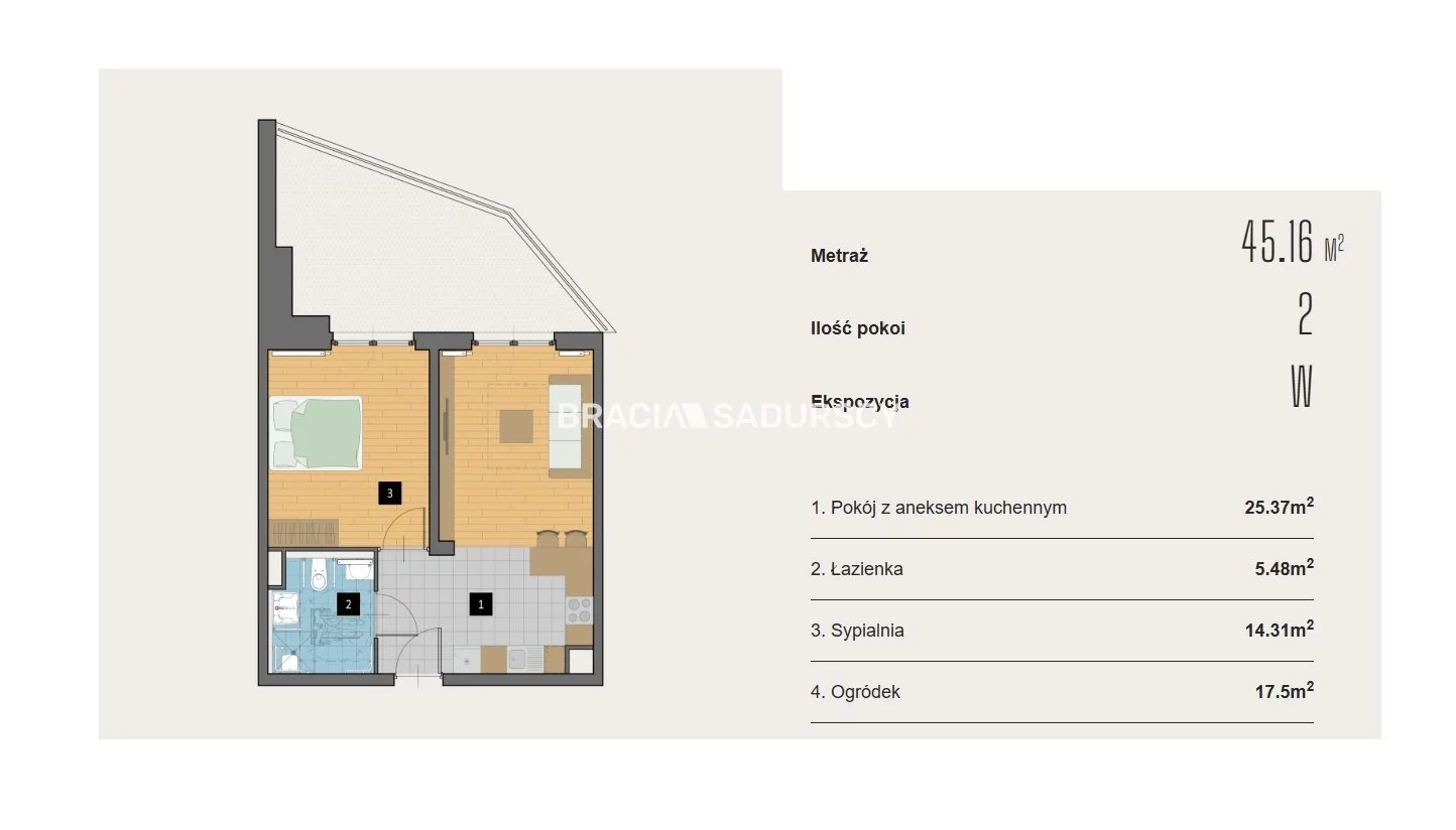 2 pokoje, mieszkanie 45,16 m², parter, oferta nr , BS2-MS-308624-3, Kraków, Krowodrza, Aleja Kijowska