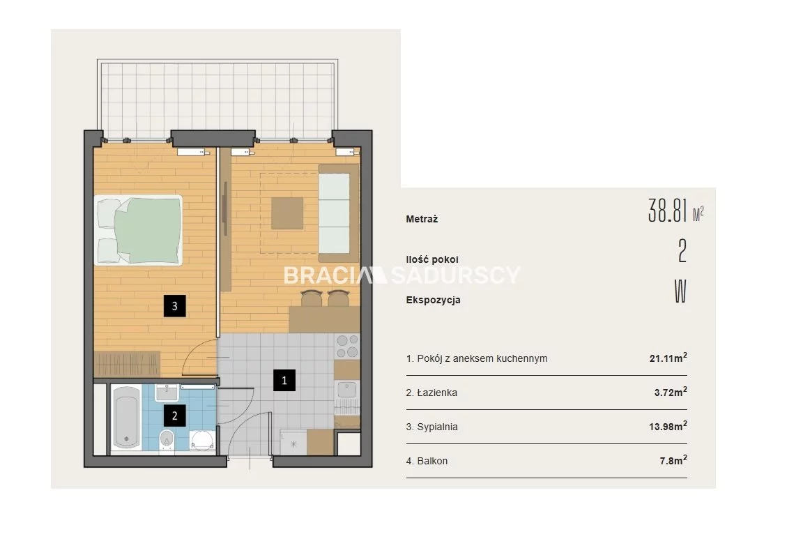 2 pokoje, mieszkanie 38,81 m², parter, oferta nr , BS2-MS-310444-3, Kraków, Krowodrza, Aleja Kijowska