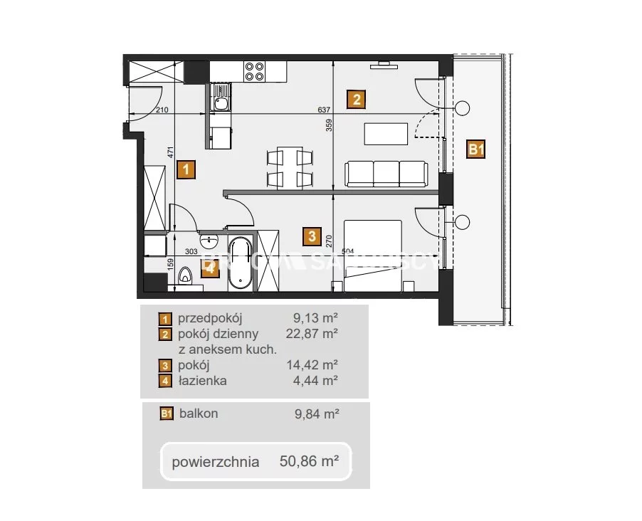 2 pokoje, mieszkanie 50,86 m², piętro 1, oferta nr , BS2-MS-307129-7, Kraków, Dębniki, Babińskiego