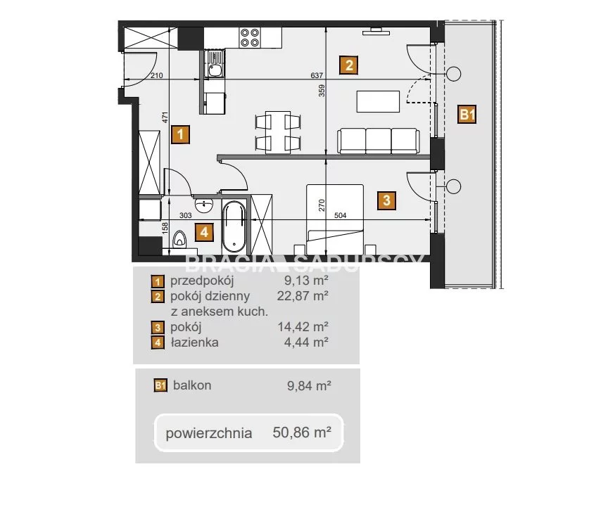 2 pokoje, mieszkanie 50,86 m², piętro 2, oferta nr , BS2-MS-307139-7, Kraków, Dębniki, Babińskiego