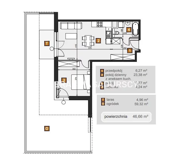 2 pokoje, mieszkanie 46,66 m², parter, oferta nr , BS2-MS-307195-6, Kraków, Dębniki, Babińskiego