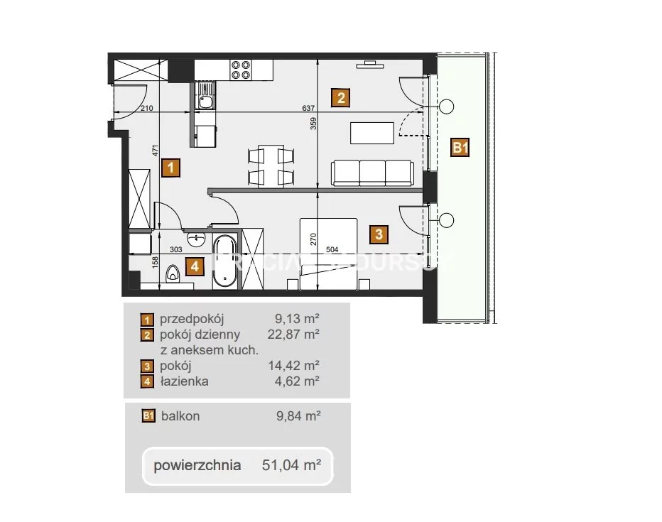 2 pokoje, mieszkanie 51,04 m², piętro 1, oferta nr , BS2-MS-307202-6, Kraków, Dębniki, Babińskiego