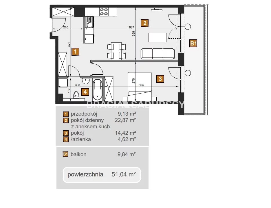 2 pokoje, mieszkanie 51,04 m², piętro 2, oferta nr , BS2-MS-307284-7, Kraków, Dębniki, Babińskiego