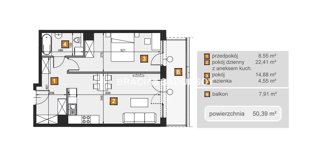 2 pokoje, mieszkanie 50,39 m², piętro 1, oferta nr , BS2-MS-307657-7, Kraków, Dębniki, Babińskiego