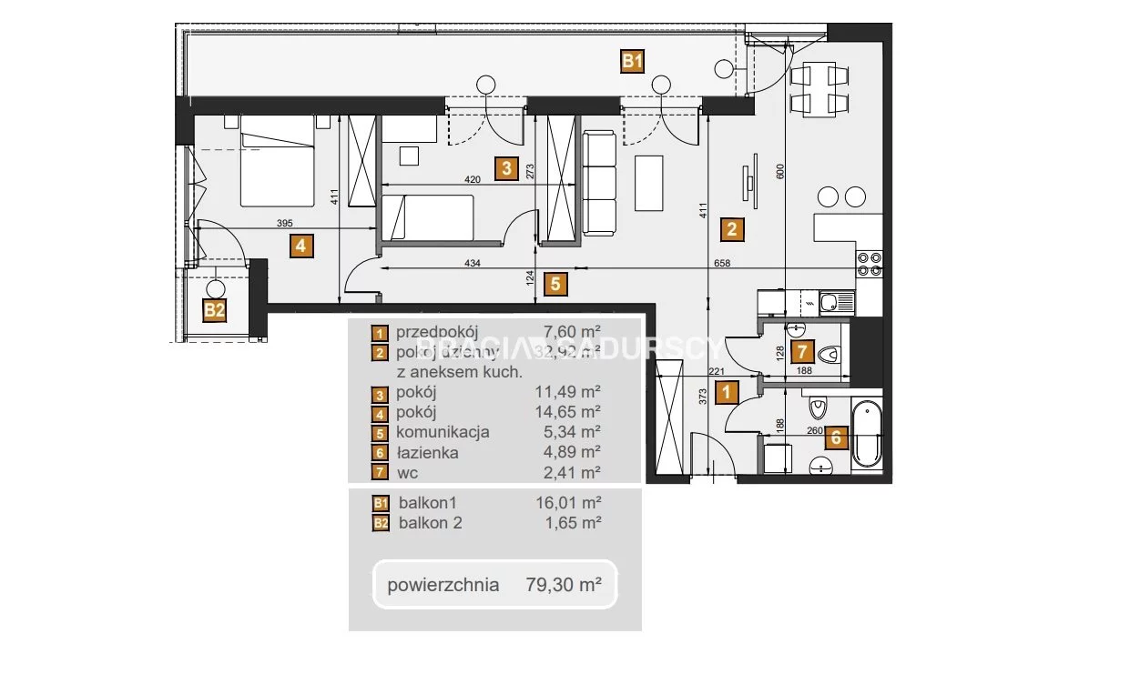2 pokoje, mieszkanie 79,30 m², piętro 1, oferta nr , BS2-MS-307655-8, Kraków, Dębniki, Babińskiego