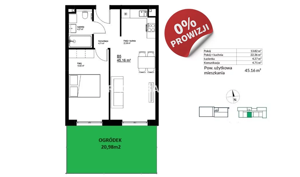 Mieszkanie dwupokojowe 45,16 m², Kraków, Bieżanów-Prokocim, Bieżanów, Sprzedaż