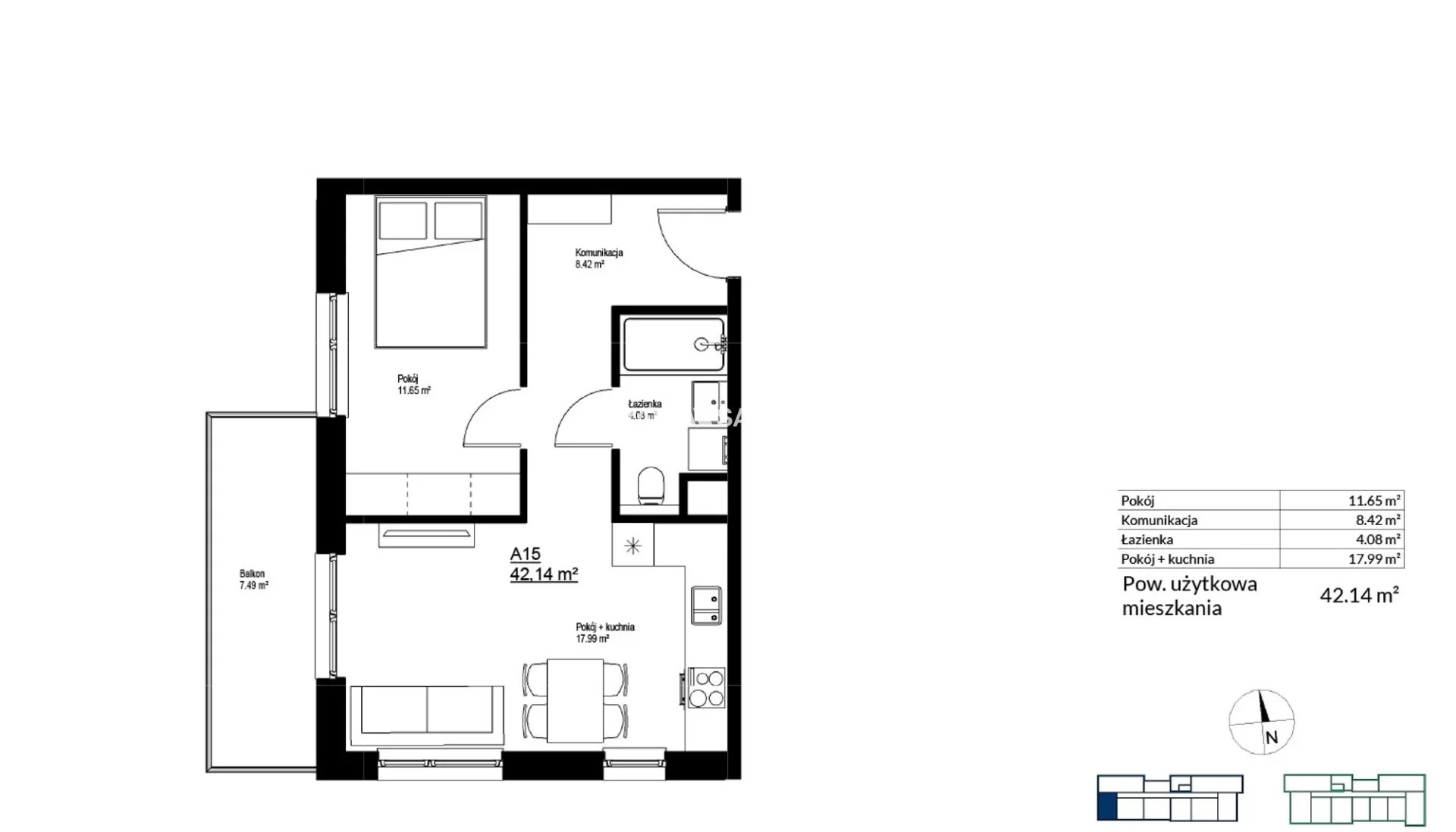 2 pokoje, mieszkanie 42,14 m², piętro 1, oferta nr , BS2-MS-300167-32, Kraków, Bieżanów-Prokocim, Bieżanów, Bieżanów