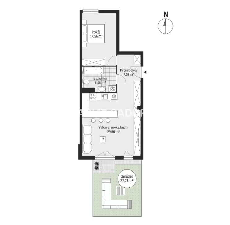 2 pokoje, mieszkanie 58,31 m², parter, oferta nr , BS2-MS-304717-16, Kraków, Podgórze, Rybitwy, Bukowa