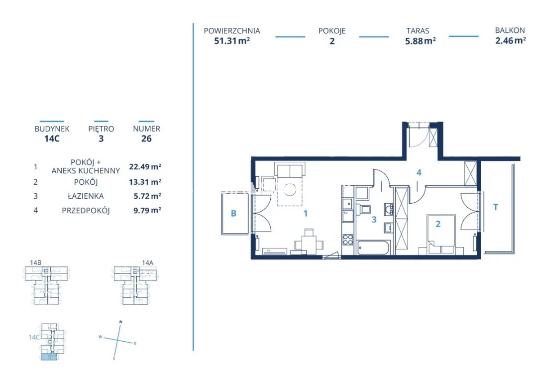 2 pokoje, mieszkanie 51,31 m², piętro 3, oferta nr , BS2-MS-300801-17, Kraków, Dębniki, Ruczaj, Bunscha