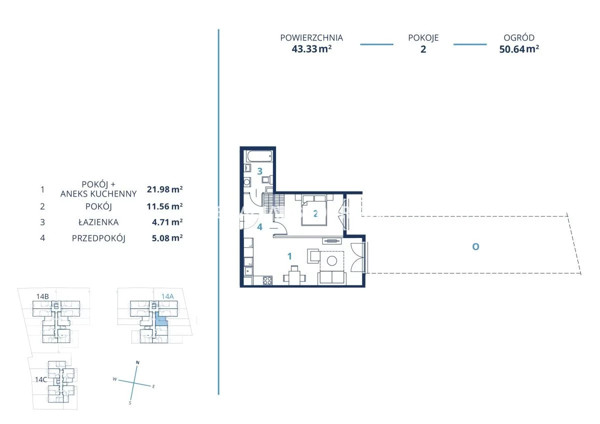 Mieszkanie na sprzedaż, 43,33 m², 2 pokoje, parter, oferta nr BS2-MS-300798-17