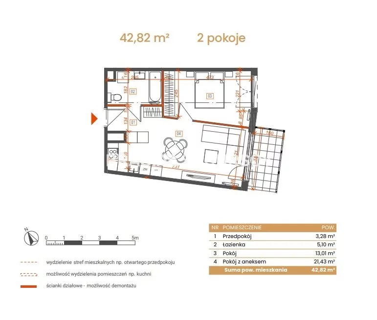 2 pokoje, mieszkanie 42,82 m², piętro 4, oferta nr , BS2-MS-309086-5, Katowice, Ceglana